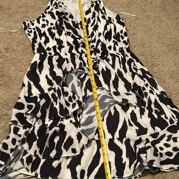 NWT Parker Brand zebra and White/Ivory Ruffle Dress Size M - Picture 13 of 14